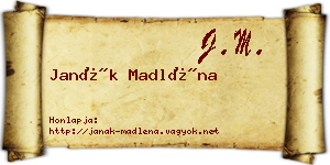 Janák Madléna névjegykártya